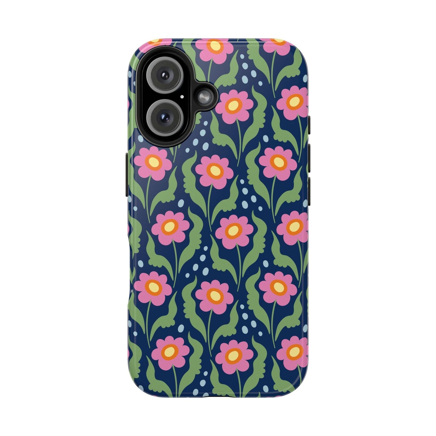 Retro Daisies Tough Phone Cases • Blue Floral Phone Case Designed to Fit Most iPhone and Samsung Phones Phone Case Printify iPhone 16 