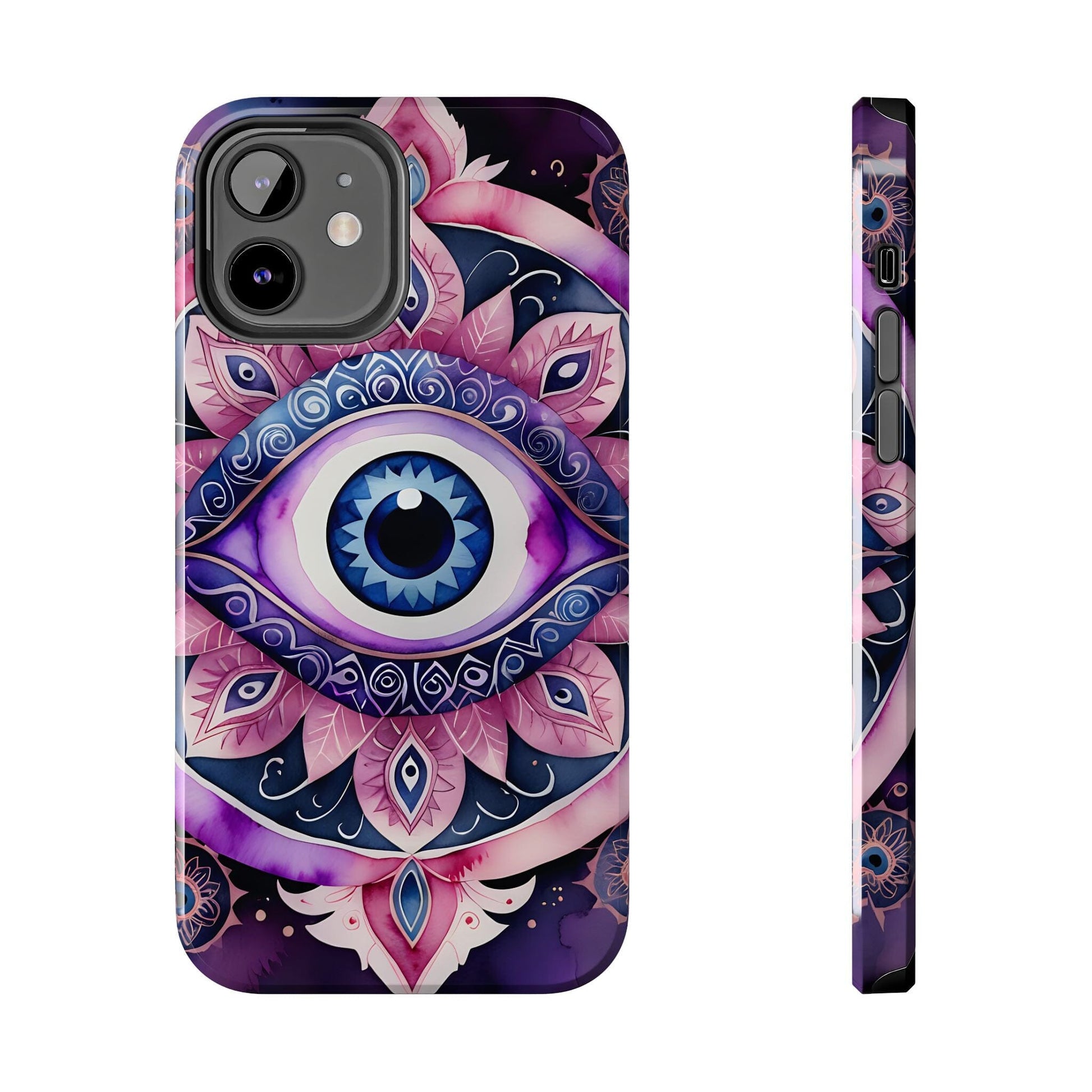 Purple Evil Eye Phone Case, Cosmic Mandala Phone Case, Phone Case Printify iPhone 12 