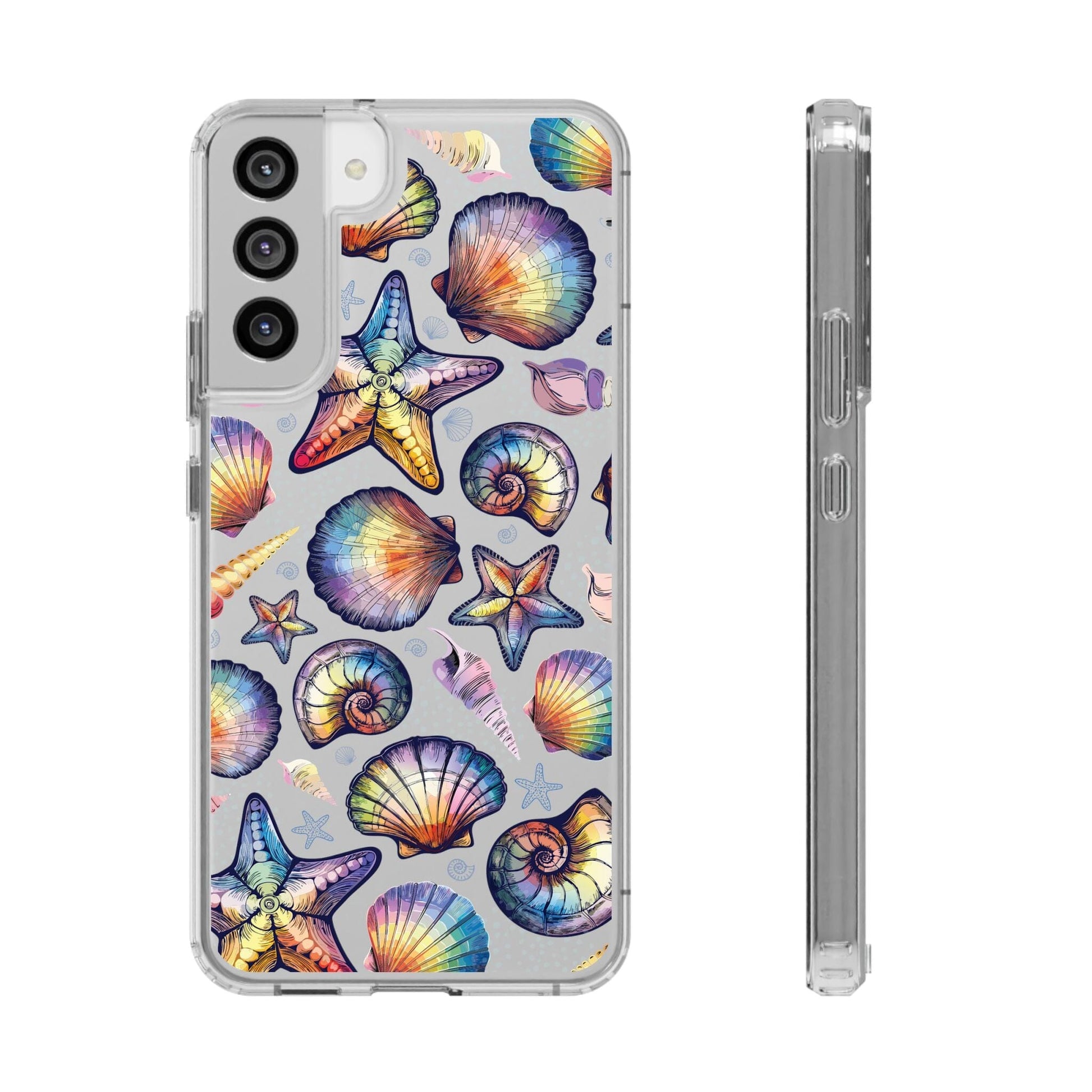 Rainbow Seashell Clear Phone Cases • Designed to fit most iPhone and Samsung Phones Phone Case Printify Samsung Galaxy S22 Plus Without gift packaging 