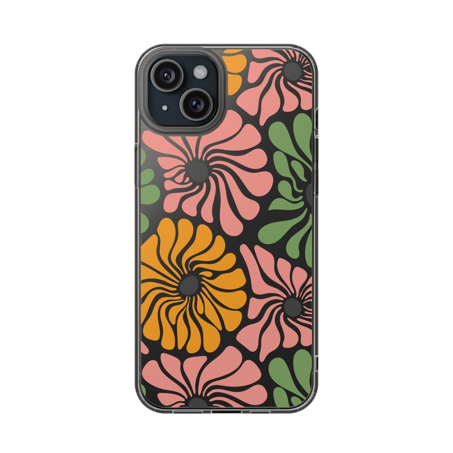 Retro Flower Phone Case, Hippie Boho Clear Phone Case, Matisse Flower Market Daisies Phonecase for iPhone 12, iPhone 13, iPhone 14 & Samsung Phone Case Printify iPhone 15 Plus Without gift packaging 