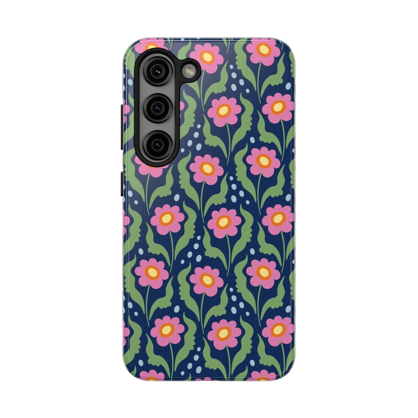 Retro Daisies Tough Phone Cases • Blue Floral Phone Case Designed to Fit Most iPhone and Samsung Phones Phone Case Printify Samsung Galaxy S23 