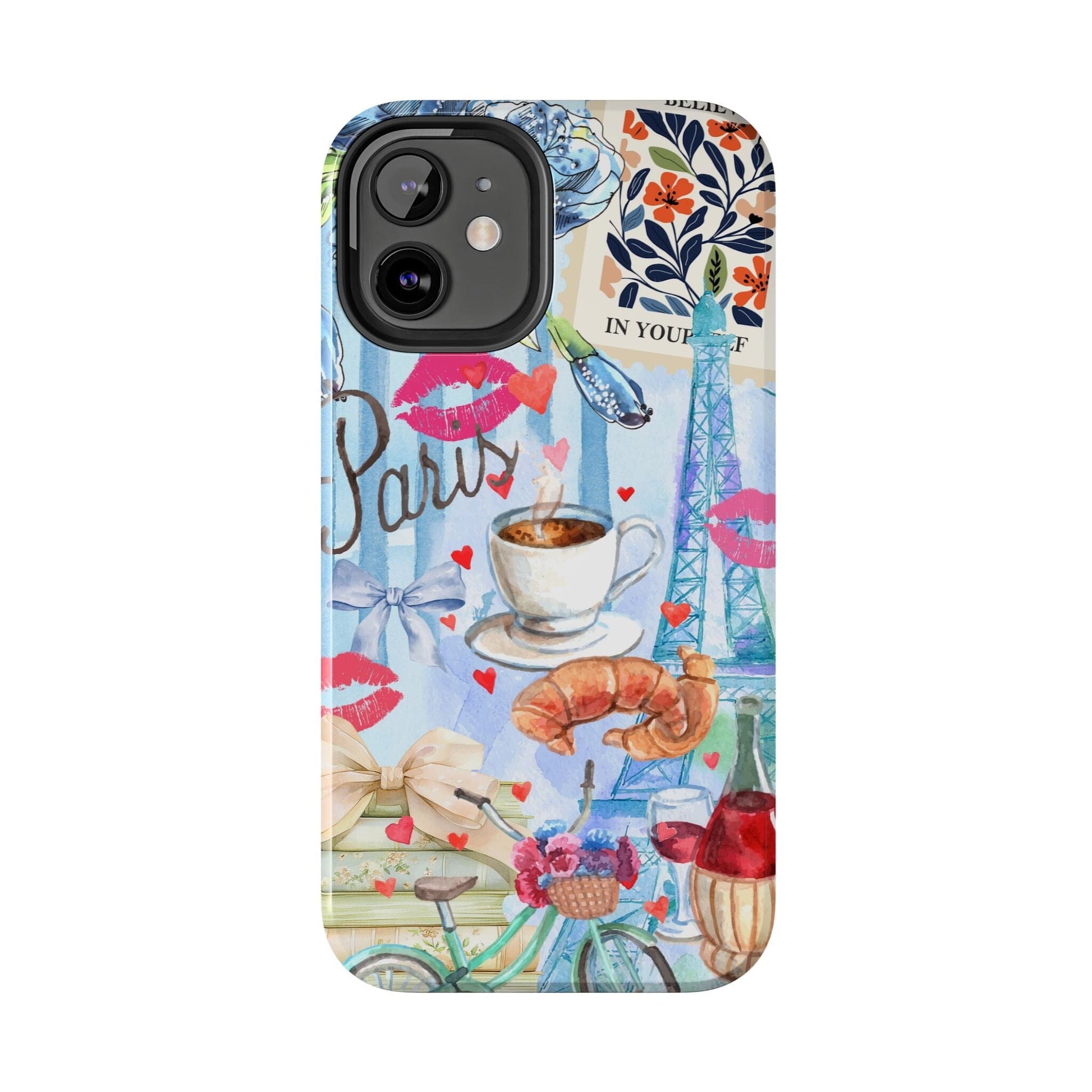 Coquette In Paris, Collage Phone Case, Floral Bookish Aesthetic, Preppy Stuff ~ Cell Phone Case for iPhone 12, iPhone 13, iPhone 14 & 15 Phone Case Printify 