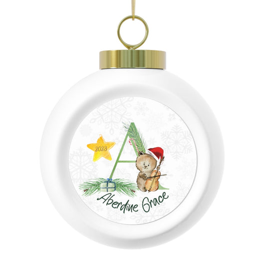 Baby's First Christmas Ornament • Musical Alphabet Letters Home Decor Printify Tree Round 2.5" × 3"