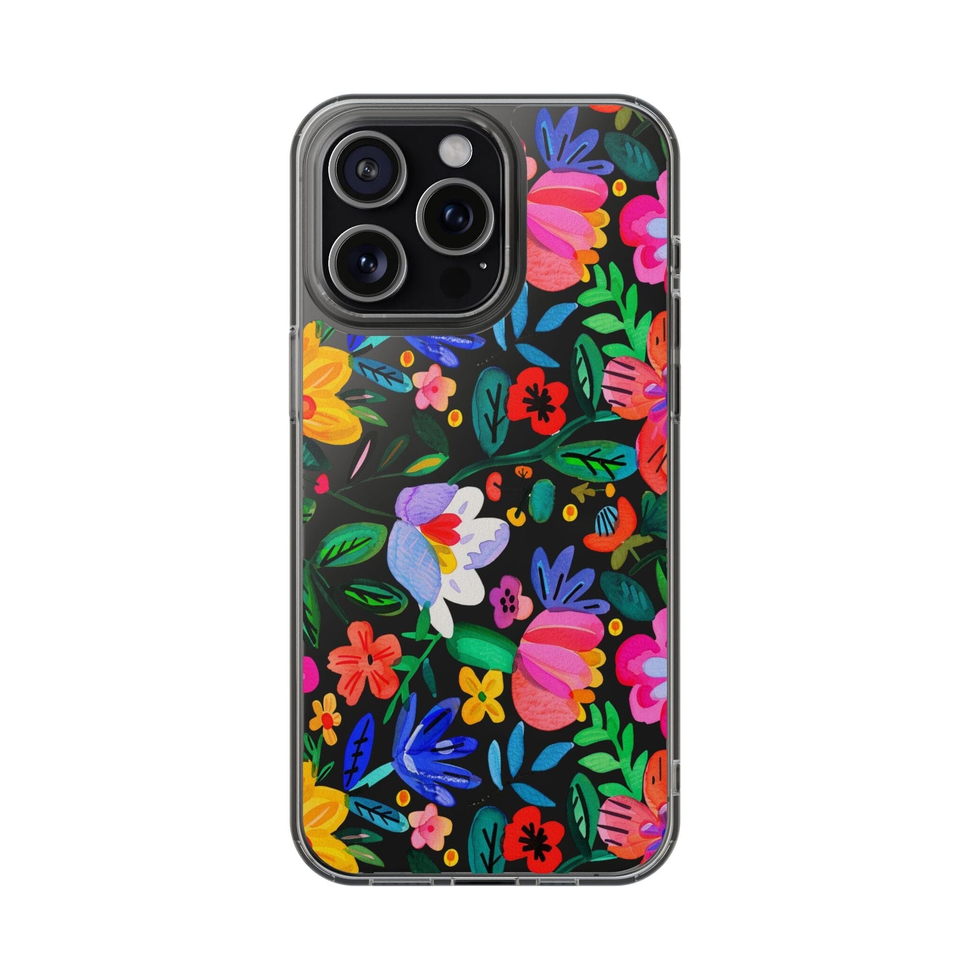 Folk Art Flowers Clear Phone Cases • Summer Floral Phone Case Designed to fit most iPhone and Samsung Phones Phone Case Printify iPhone 15 Pro Max Without gift packaging 