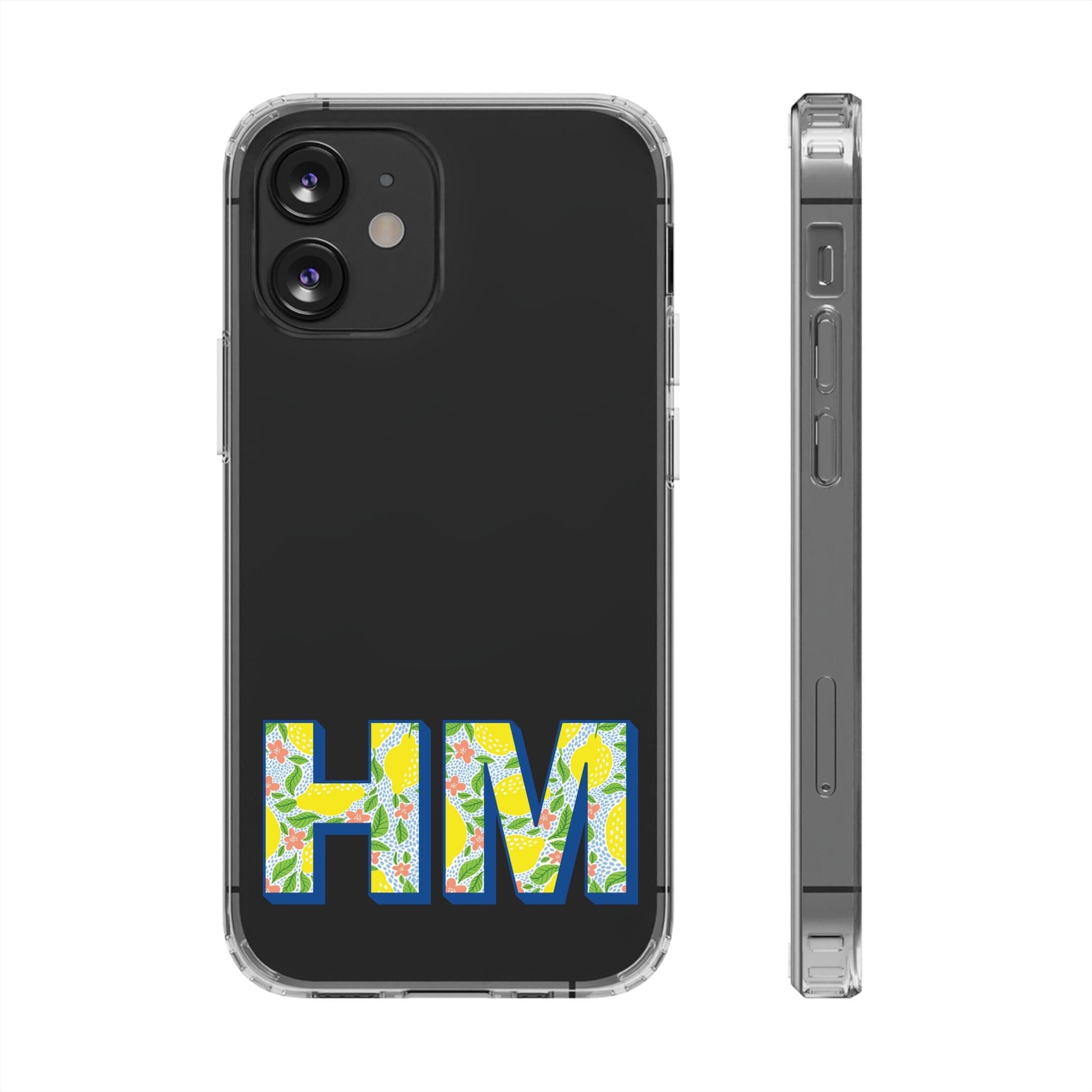 Custom iPhone 16 Pro Max Clear Phonecase, Monogram iPhone Case Phone Case Printify iPhone 12 Mini Without gift packaging 