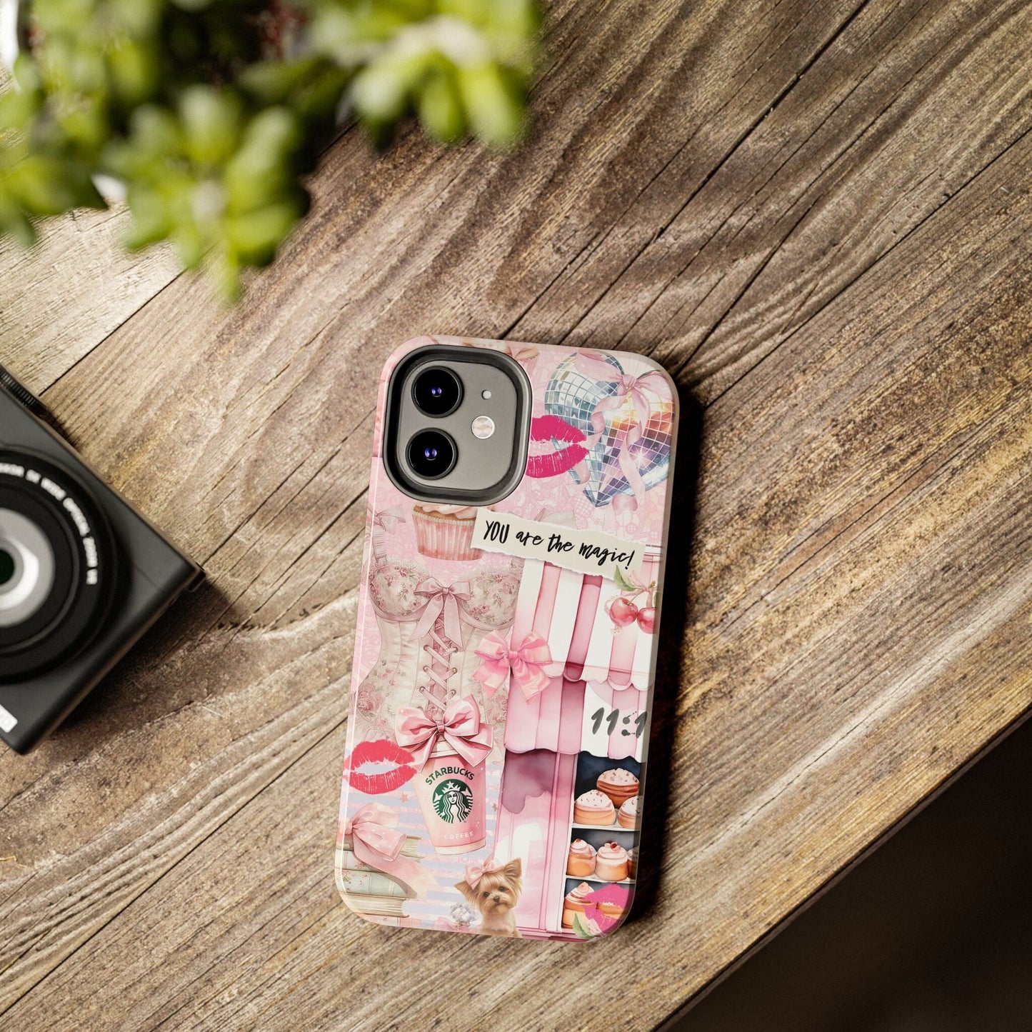 Pink Coquette Phone Case, Collage Phone Case, You Are The Magic, Cupcakes and Puppies ~ iPhone 12, iPhone 13, iPhone 14, iPhone 15 Phone Case Printify 