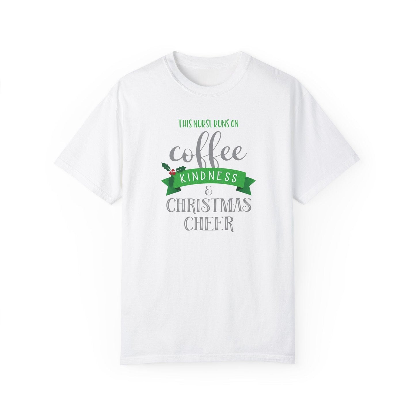 Nurse Christmas Shirt, I Run On Christmas Cheer ~ Shirts for Coffee Lovers at Christmas T-Shirt Printify White S 