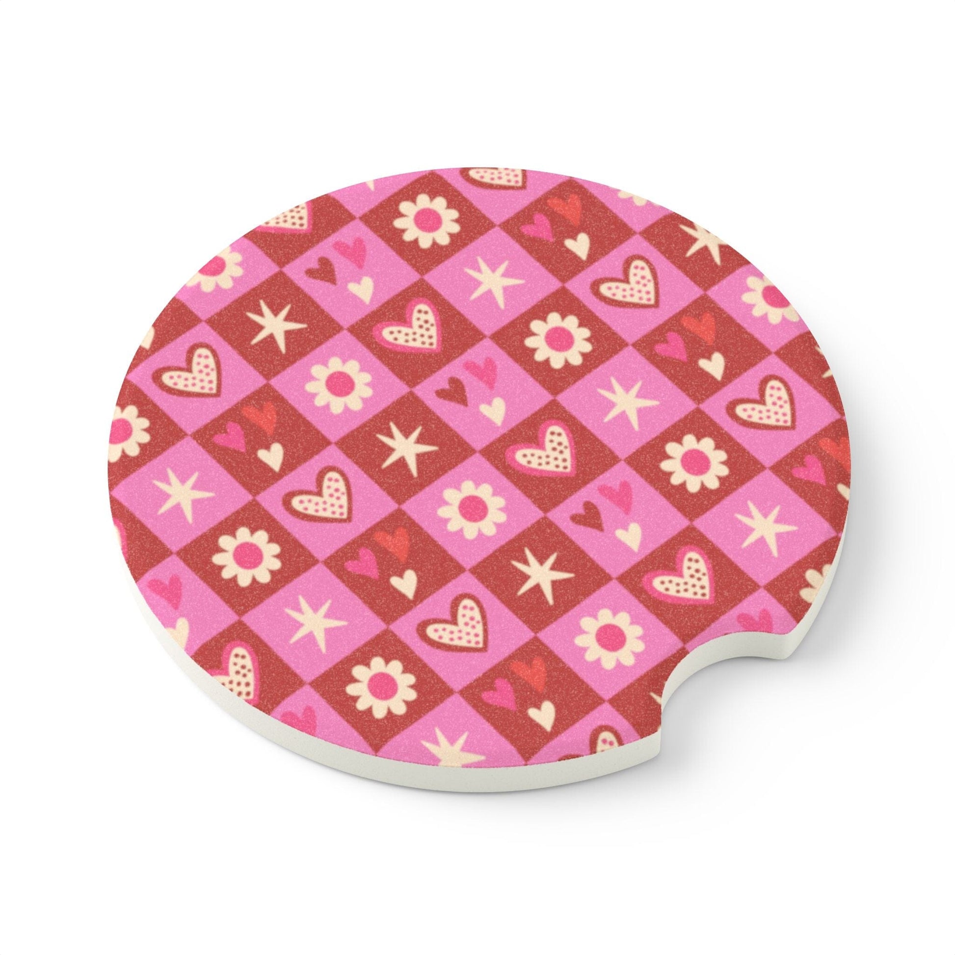 Cute Hearts & Flowers Coquette Car Coasters • Cute Car Accessories Home Decor Printify 