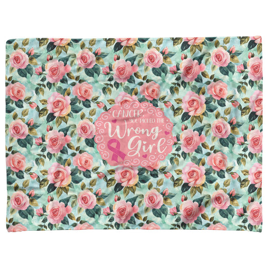 Cancer, You Picked The Wrong Girl • Sherpa Fleece Blanket Blankets teelaunch "50 x 60" Fleece 