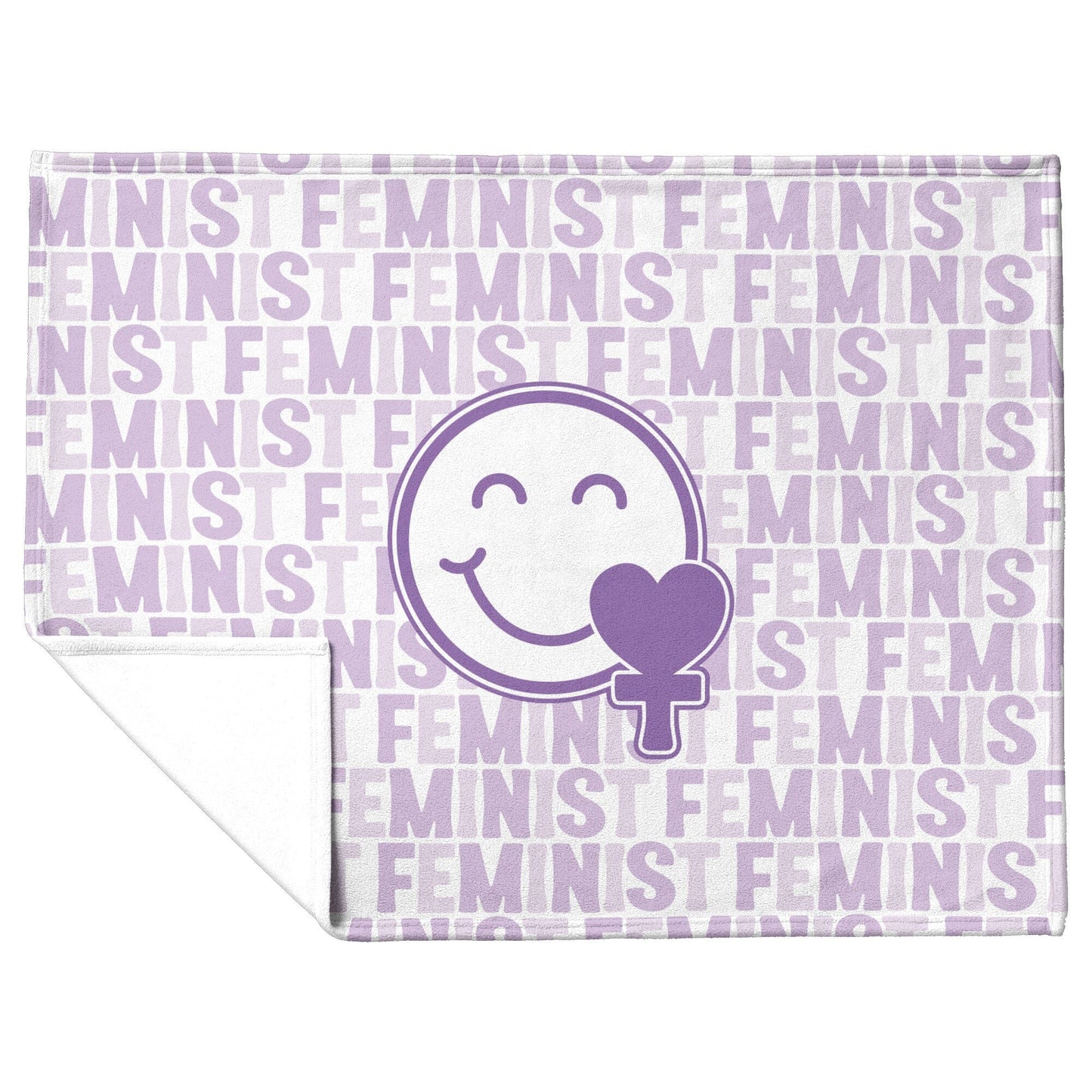 Purple Feminist Smiling Face Blanket Blankets teelaunch 