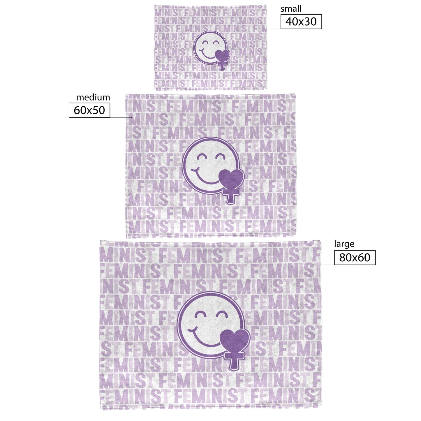 Purple Feminist Smiling Face Blanket Blankets teelaunch 