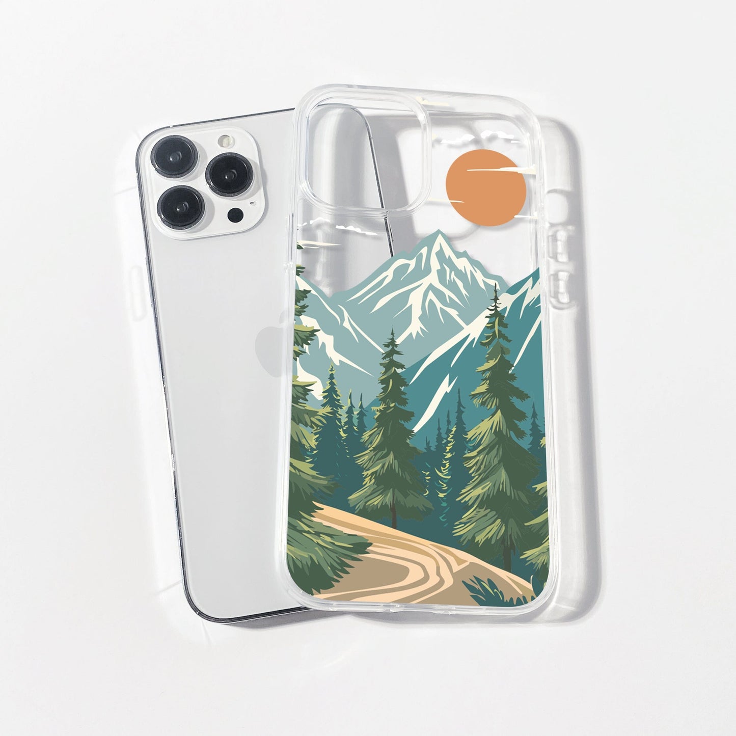 Adventure Awaits Clear Phone Cases • Mountain Scene Transparent Phonecases Designed to fit iPhone & Samsung Phone Case Printify iPhone 16 Pro 