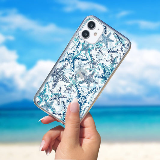 Starfish Clear Phone Cases, Summer Ocean Inspired Phone Cases Compatible with most iPhone and Samsung Models Phone Case Printify 