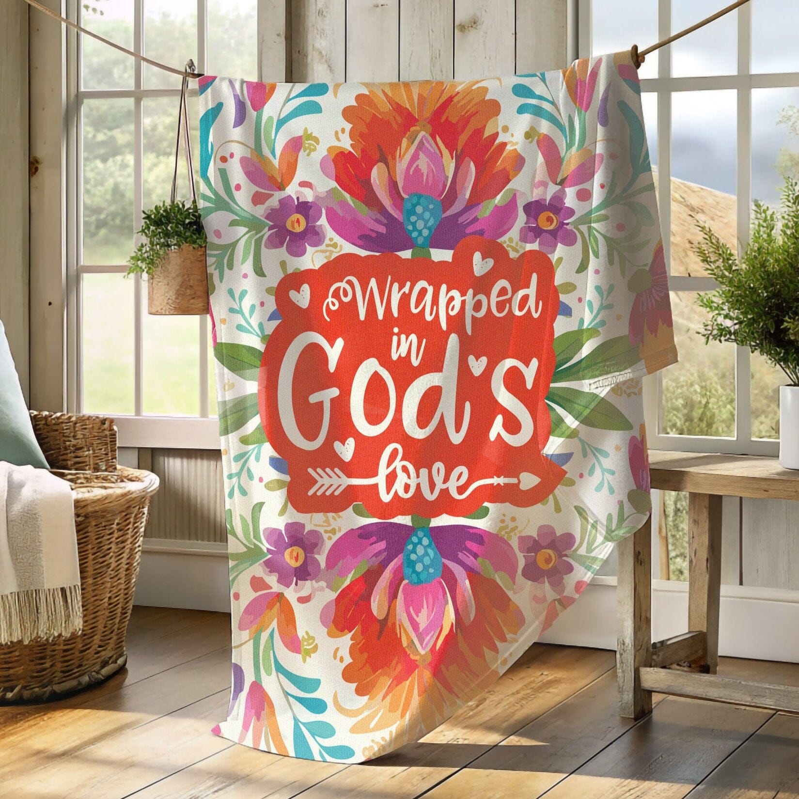 Wrapped In God's Love, Bible Study Blanket, Fleece Blanket Christain Home Decor Blankets teelaunch 