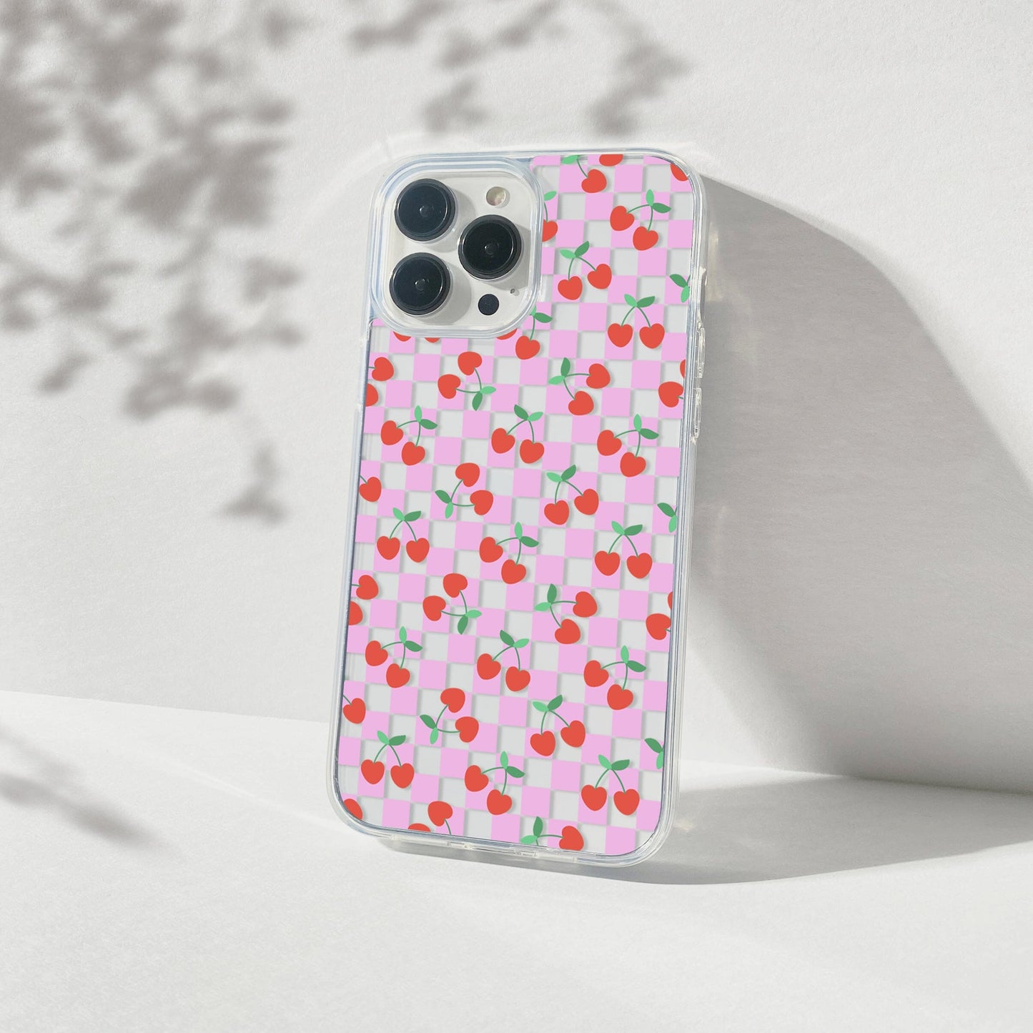 iPhone 16 Clear Case, Pink Checkered Cherry Phone Case • y2K Aesthetic Phone Cases Designed to fit most iPhone and Samsung Models Phone Case Printify 