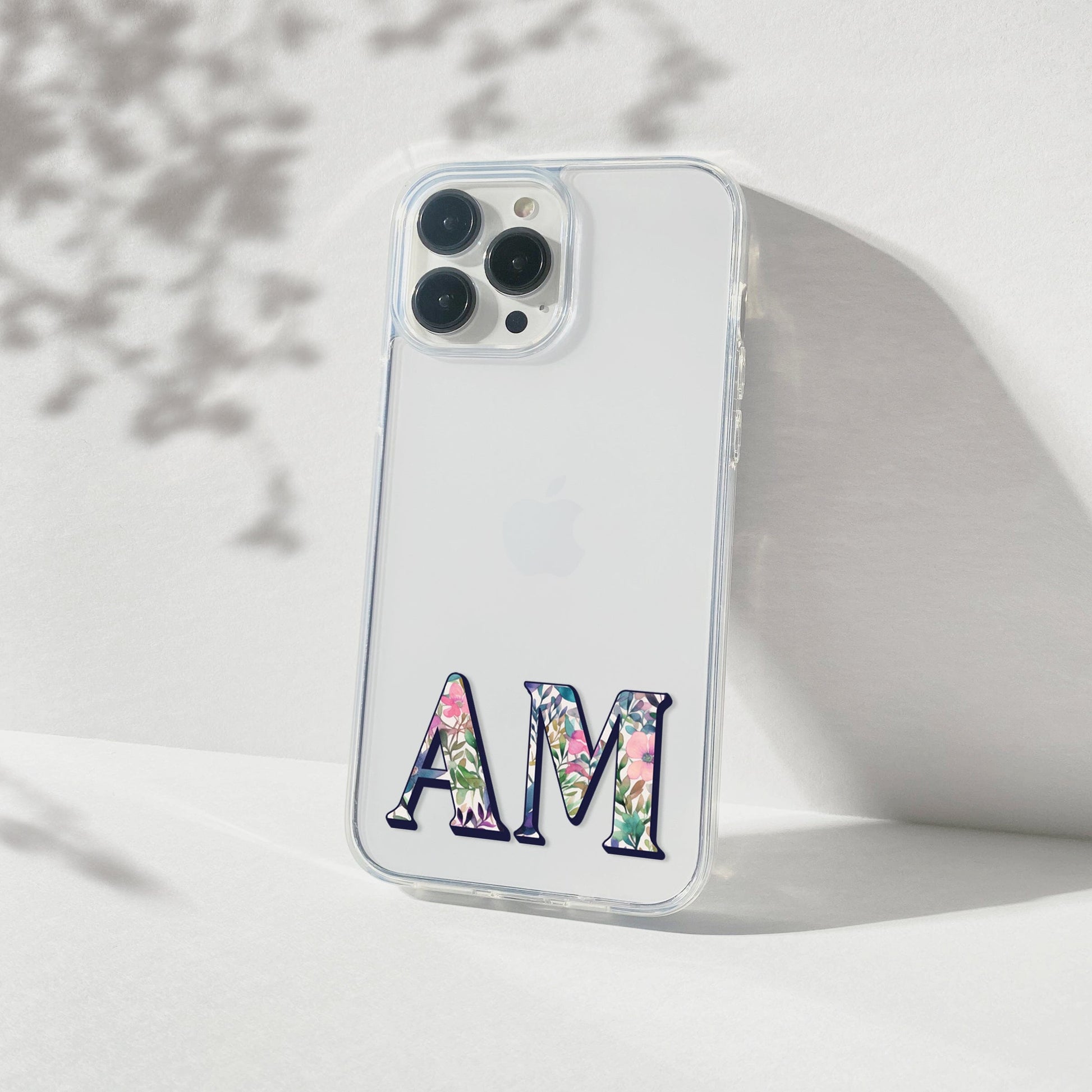 Initials Clear iPhone 16 Pro Case • Designed to fit Most iPhone and Samsung Models Salmon Olive 