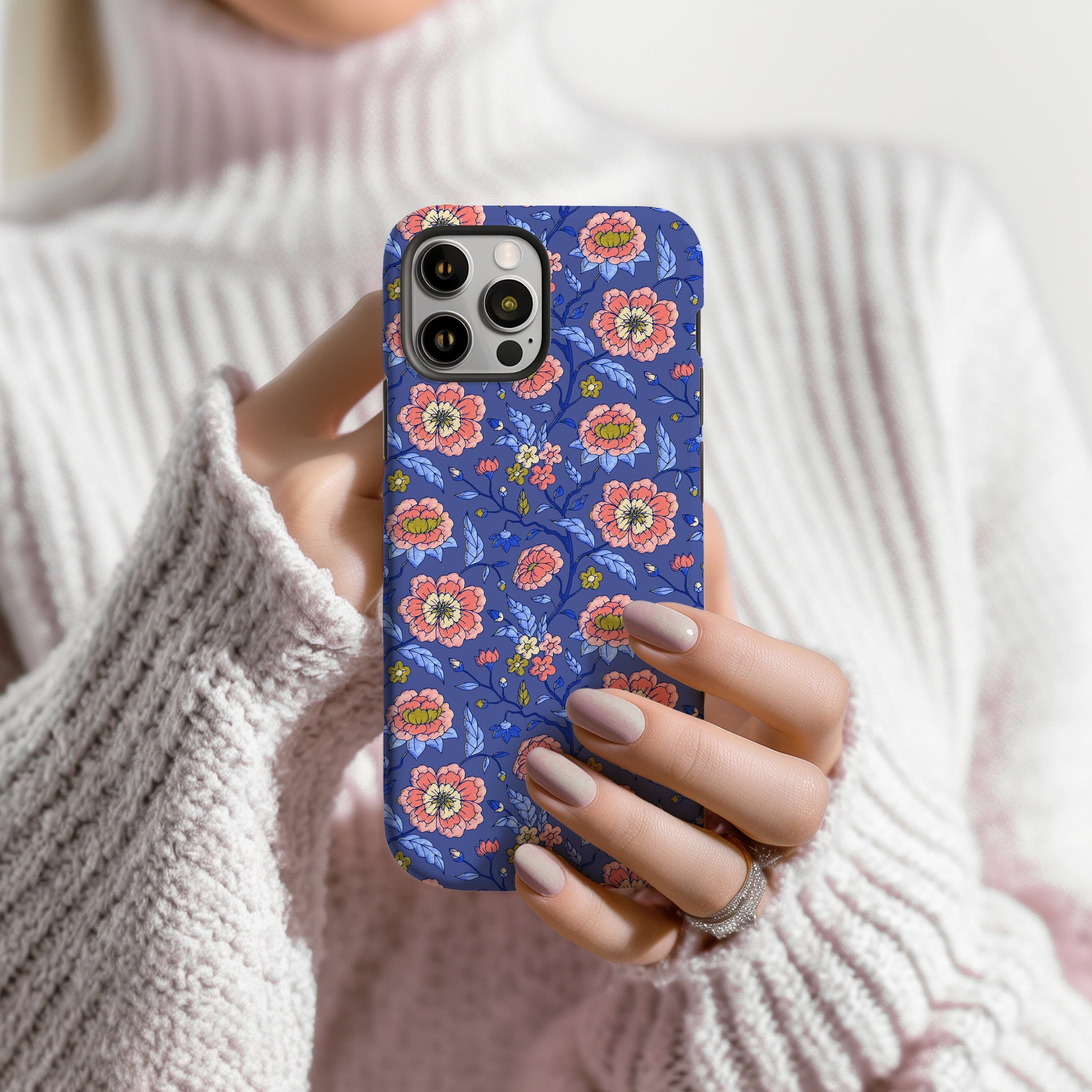 Toile AirPod Case, Chinoiserie Ear Bud Case, Preppy Floral Airpods, Protective Case for Ear Buds Accessories Printify 