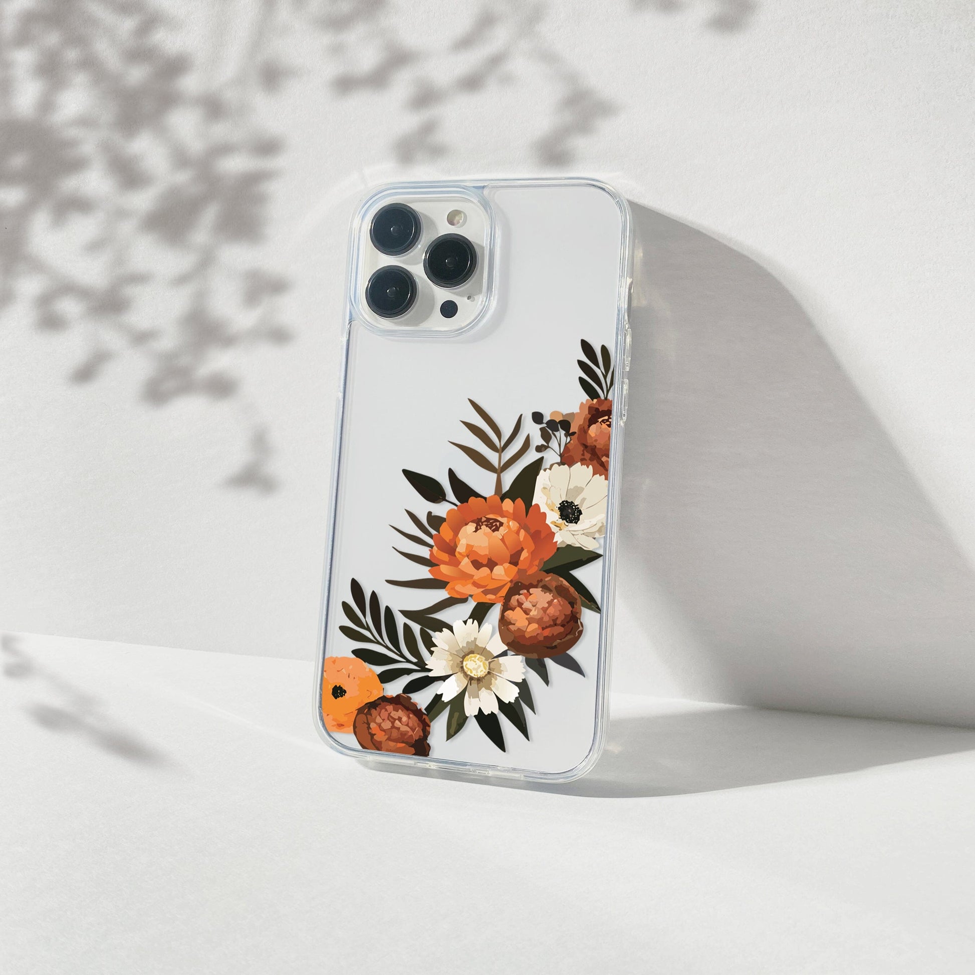 Fall Flowers Clear Phone Case • Designed to fit iPhone and Samsung Phones Phone Case Printify 