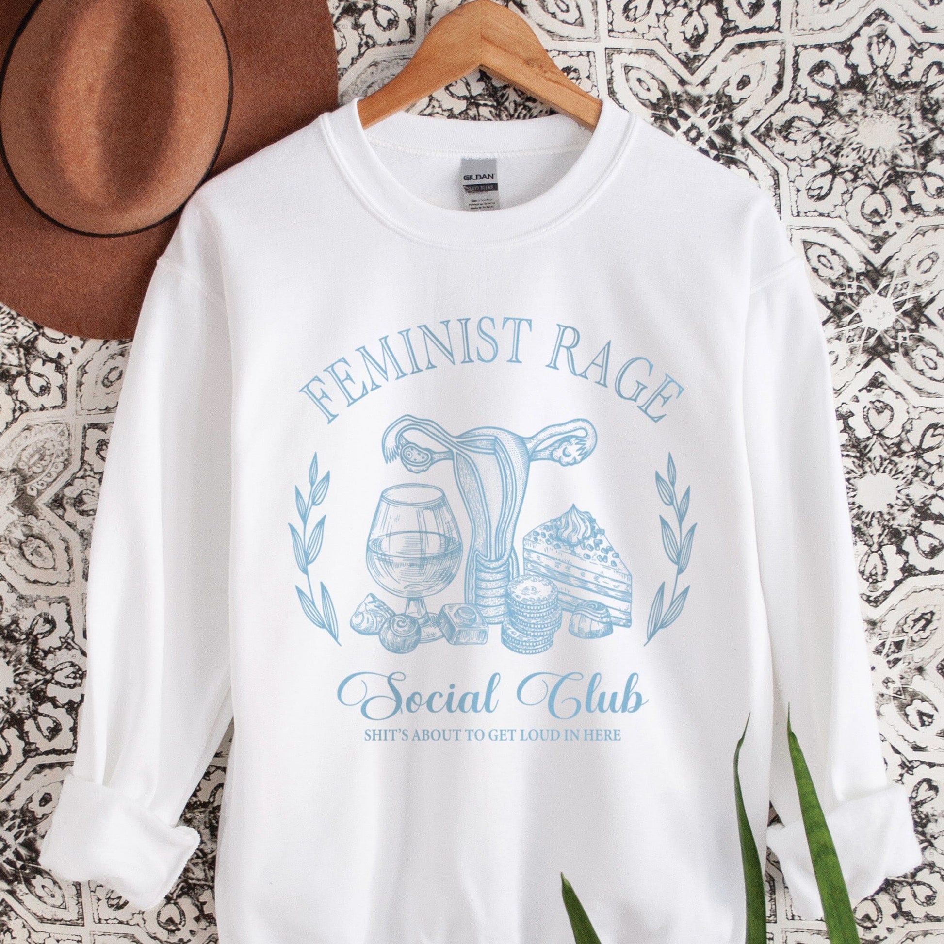 Feminist Shirts ~ Feminist Rage Social Club Sweatshirt Sweatshirt Printify White L 