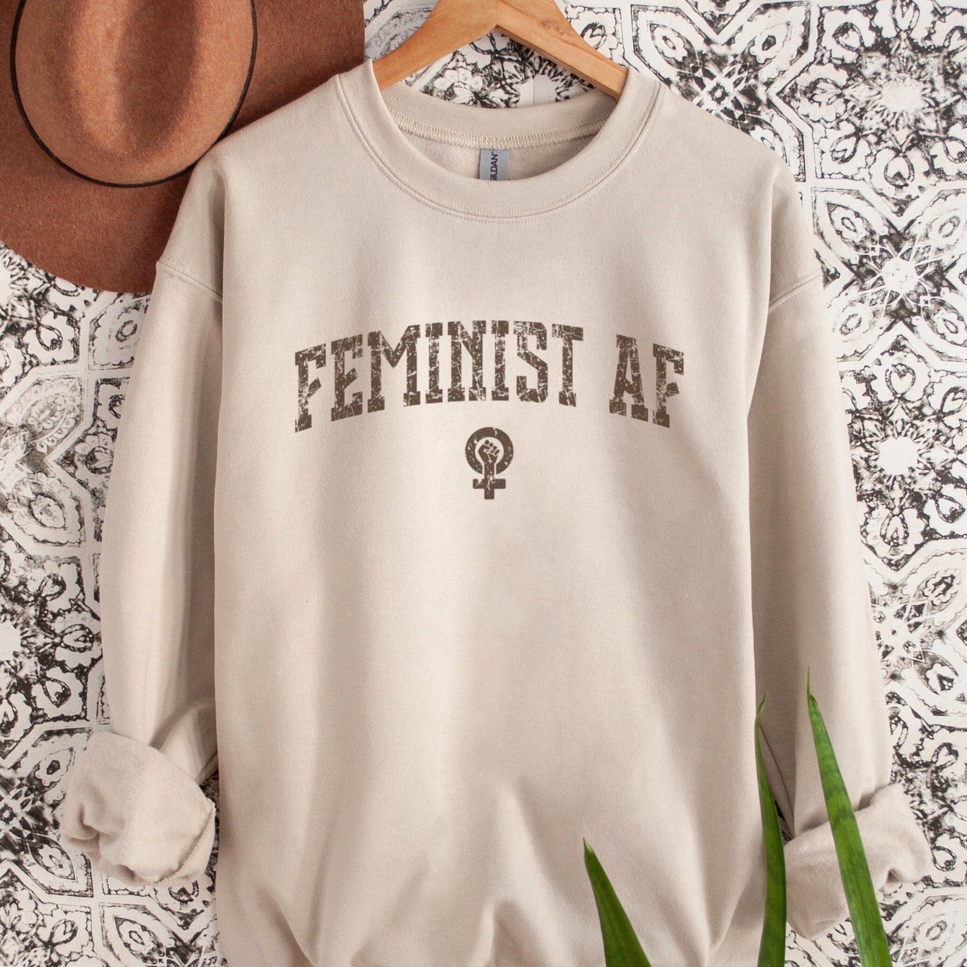 Feminist AF Sweatshirt, Womens Rights Shirts Female Empowerment Crewneck Sweatshirt Printify 