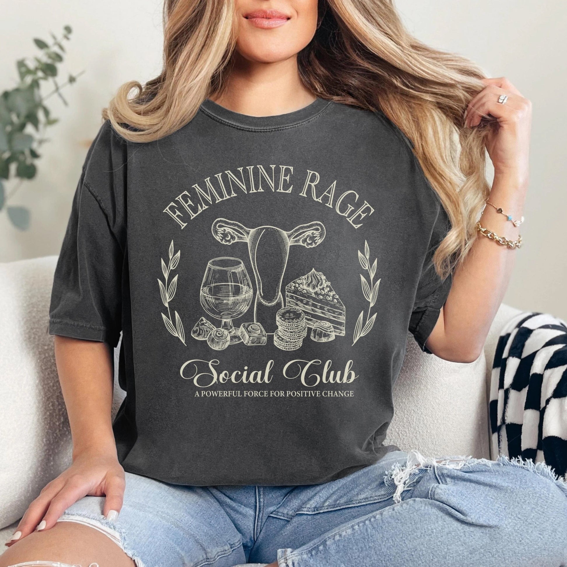 Feminist Shirt ~ Feminine Rage Social Club T-shirt, Comfort Colors T-Shirt Printify Pepper S 