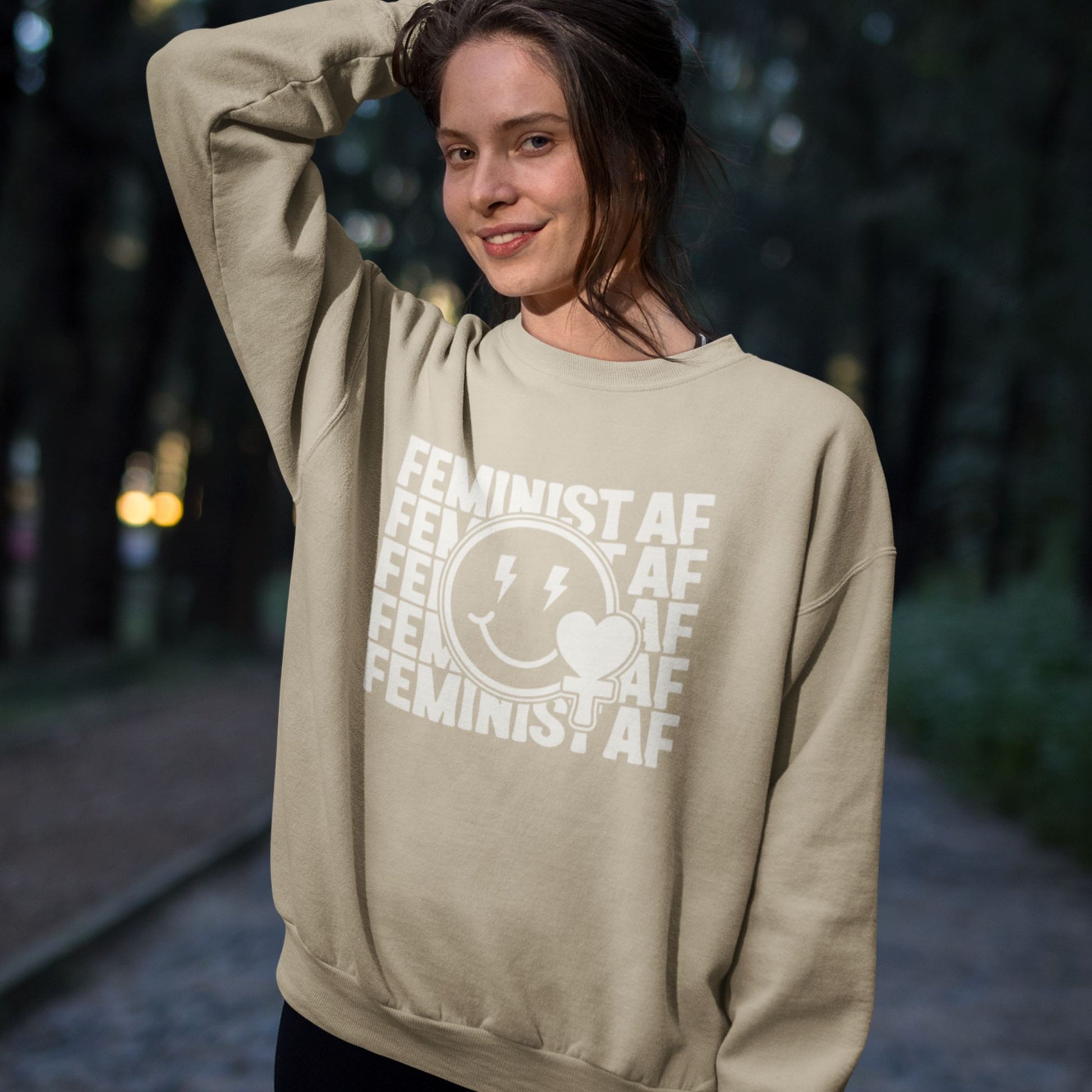 Feminist Sweatshirt Sweatshirt Printify Sand S 