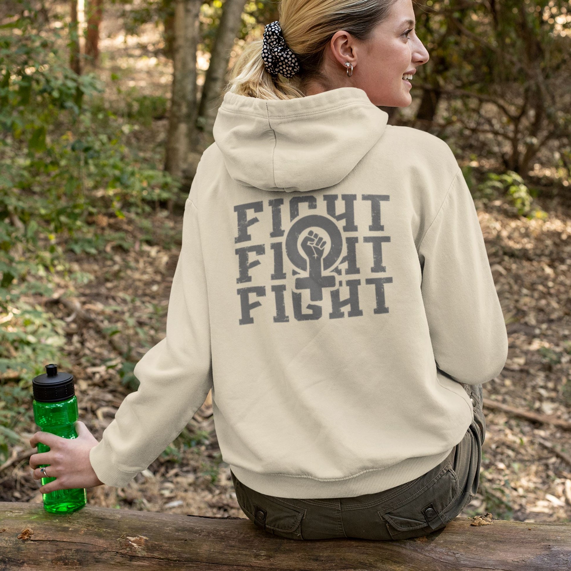 Fight Fight Fight Feminist Sweatshirt ~ Unisex Heavy Blend Hoodie Hoodie Printify S Sand 