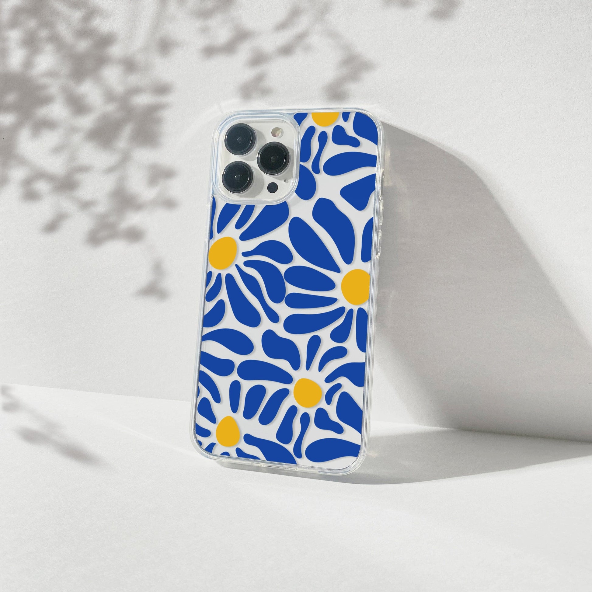 Matisse Inspired Flower Market Phone Case, Blue Daisies Clear Phone Case Compatible with most iPhone and Samsung Models Phone Case Printify iPhone 14 Without gift packaging 