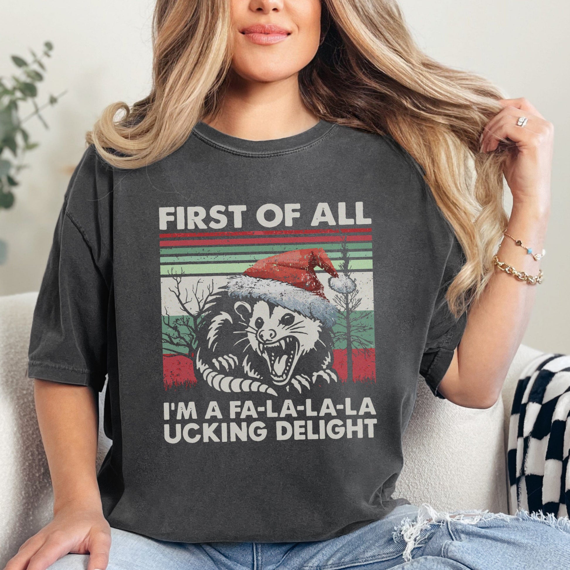 First Of All I'm A Delight Christmas T-shirt, Opossum Shirt T-Shirt Printify Pepper S 