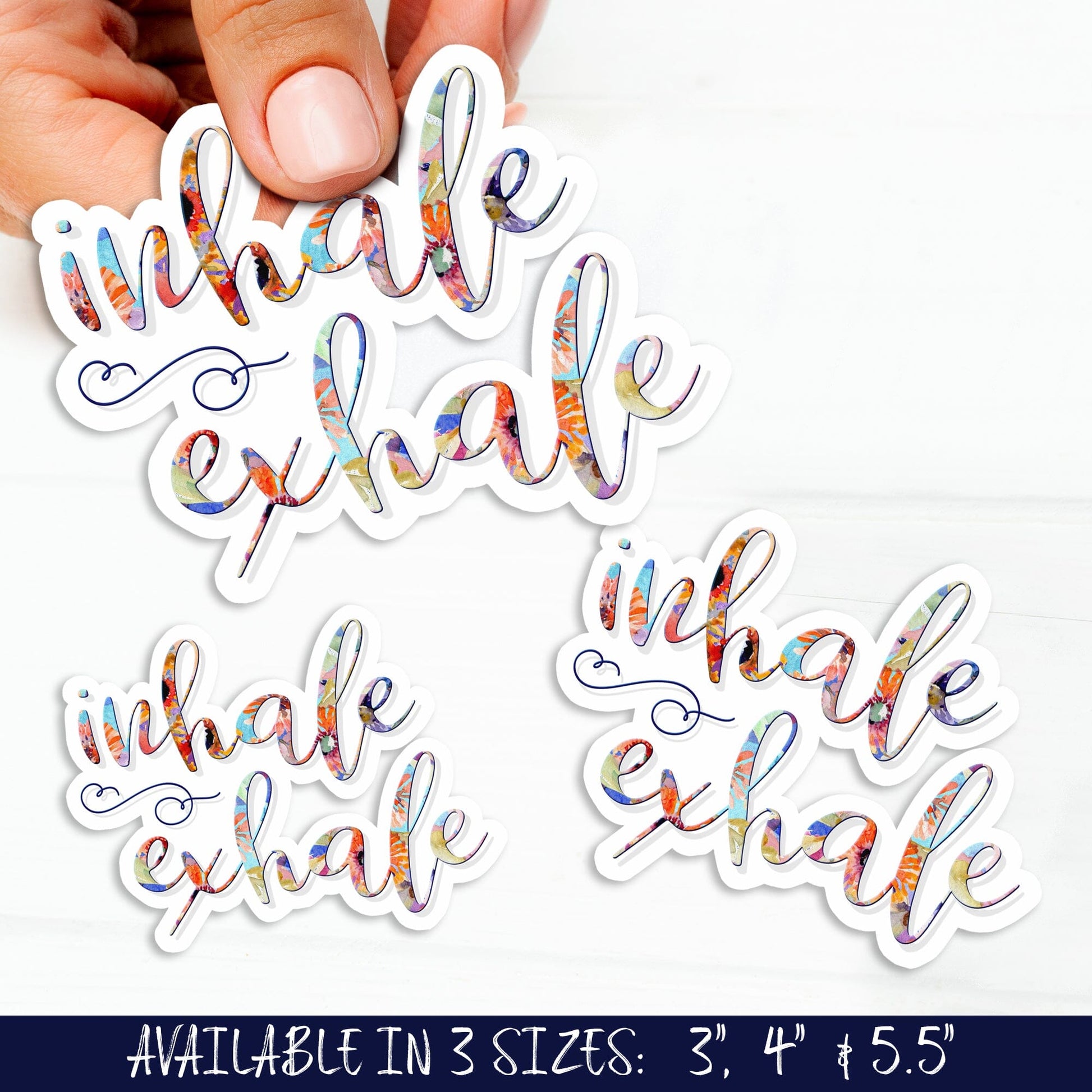 Inhale Exhale Inspirational Sticker Salmon Olive 