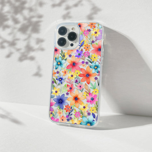 iPhone 16 Pro Case, Spring Flowers Clear Phone Case • Designed to fit Most iPhone and Samsung Models Phone Case Printify