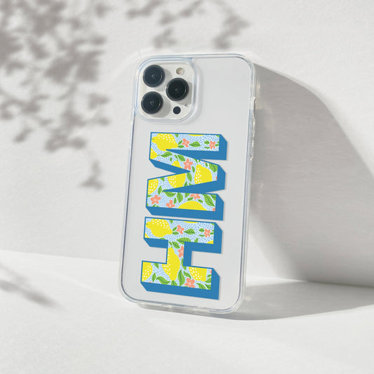 Clear iPhone 16 Pro Case, Personalized • Lemon Design Created to fit Most iPhone and Samsung Models Salmon Olive