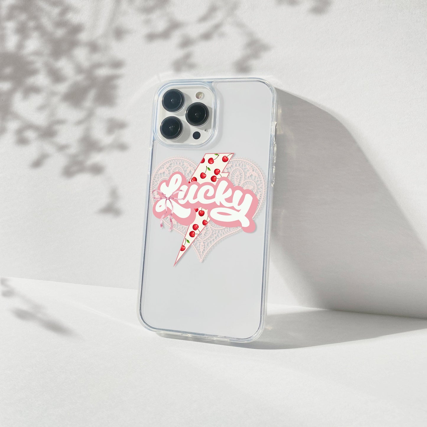 Lucky Girl Coquette Phone Case, Fits iPhone and Samsung Phones, Clear Case Phone Case Printify 