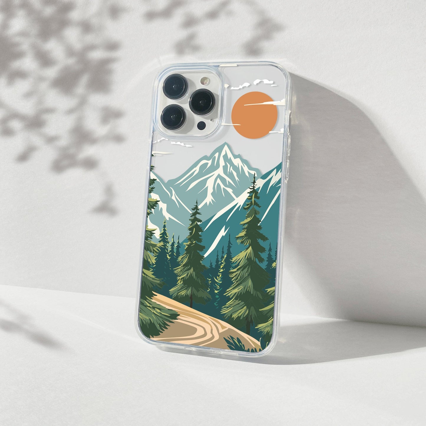 Adventure Awaits Clear Phone Cases • Mountain Scene Transparent Phonecases Designed to fit iPhone & Samsung Phone Case Printify iPhone 15 Plus 
