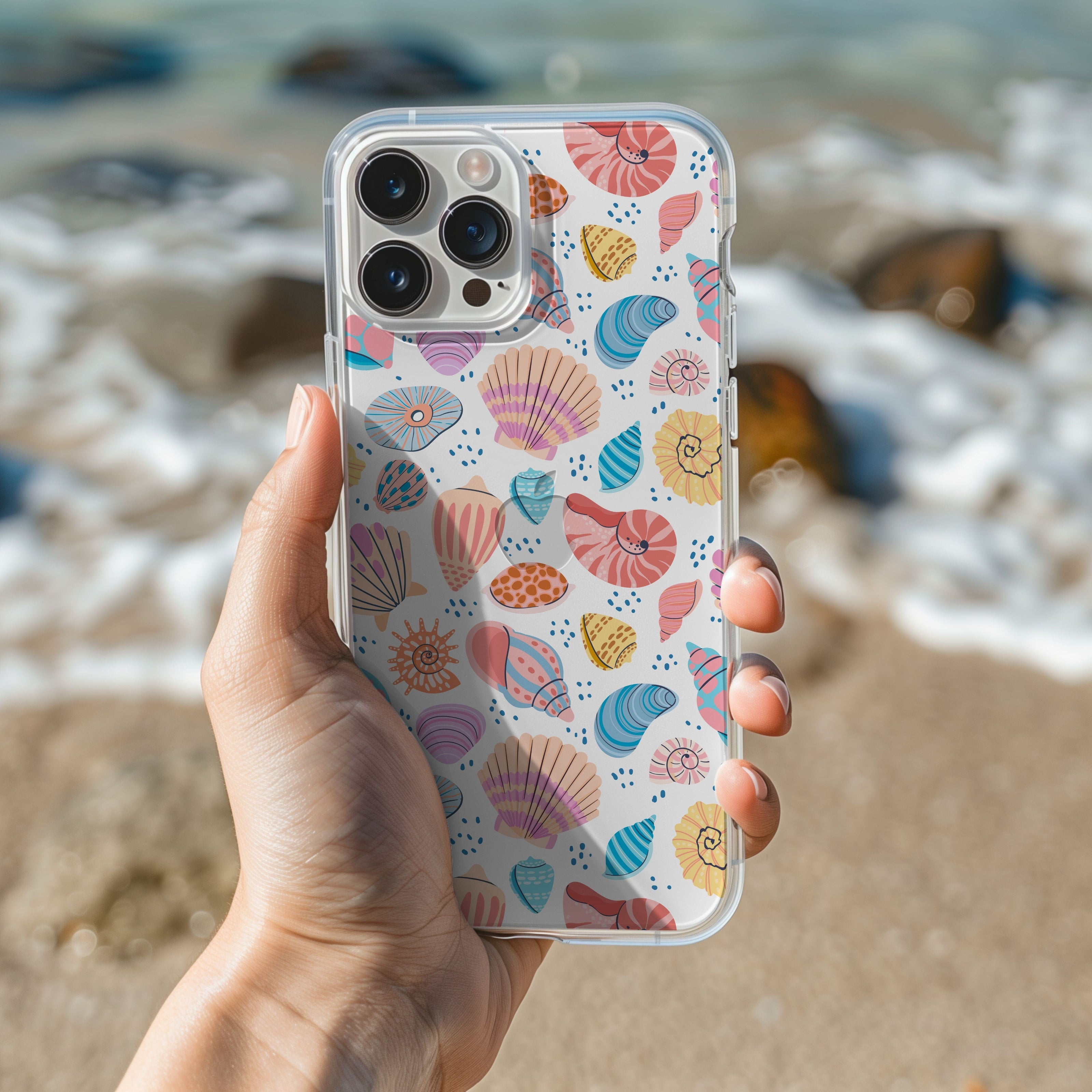 Clear Seashell Phone Case, Beachy Coconut Girl Phone Case, Preppy Aesthetic, iPhone 15 14 Plus 13 12 Pro Max, Samsung Galaxy S23 S22 S20 Phone Case Printify iPhone 16