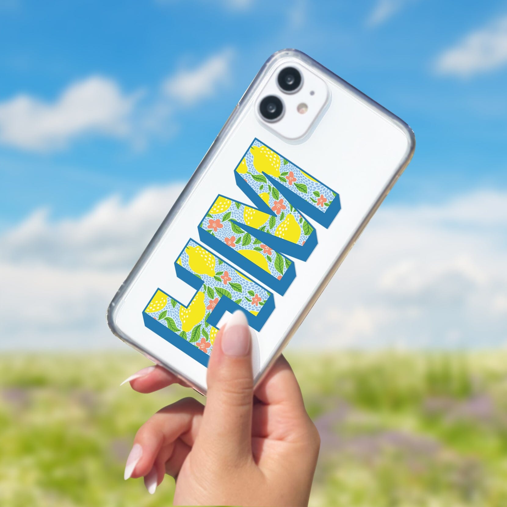 Clear iPhone 16 Pro Case, Personalized • Lemon Design Created to fit Most iPhone and Samsung Models Salmon Olive 