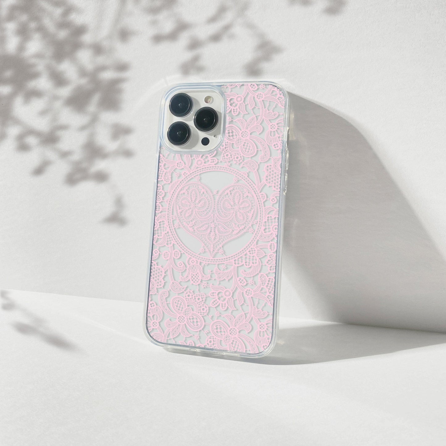 Pink Lace Coquette Phone Case • Clear Phone Case Designed to fit most iPhone and Samsung Phones Phone Case Printify 