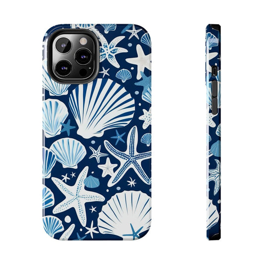 Seashell Phone Case, Blue and White Phone Case Printify iPhone 15 