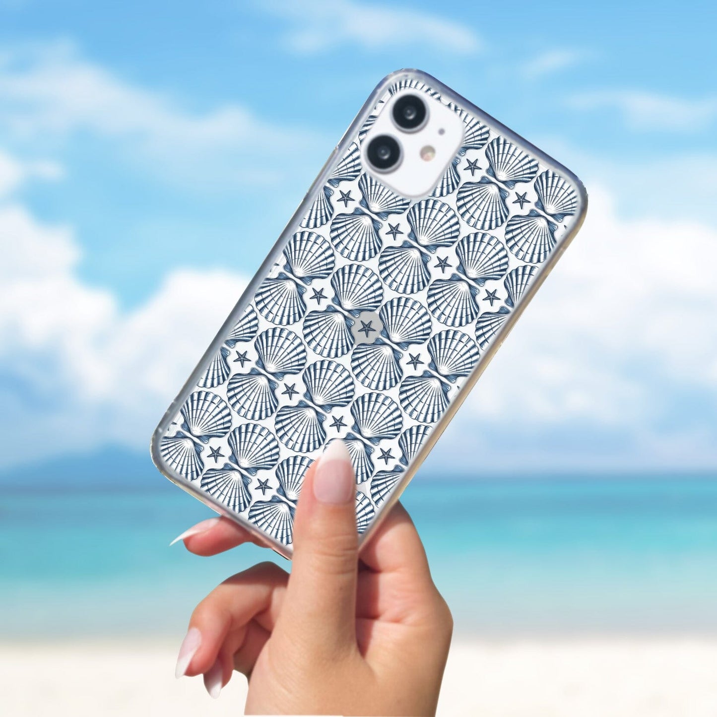 Meet Me At The Beach, iPhone 16 Clear Phone Case, Summer Vibes Seashell Phone Cases, iPhone 16 Pro, iPhone 15 Plus, 14 Pro, Samsung Galaxy Phone Case Printify iPhone 16 Without gift packaging 