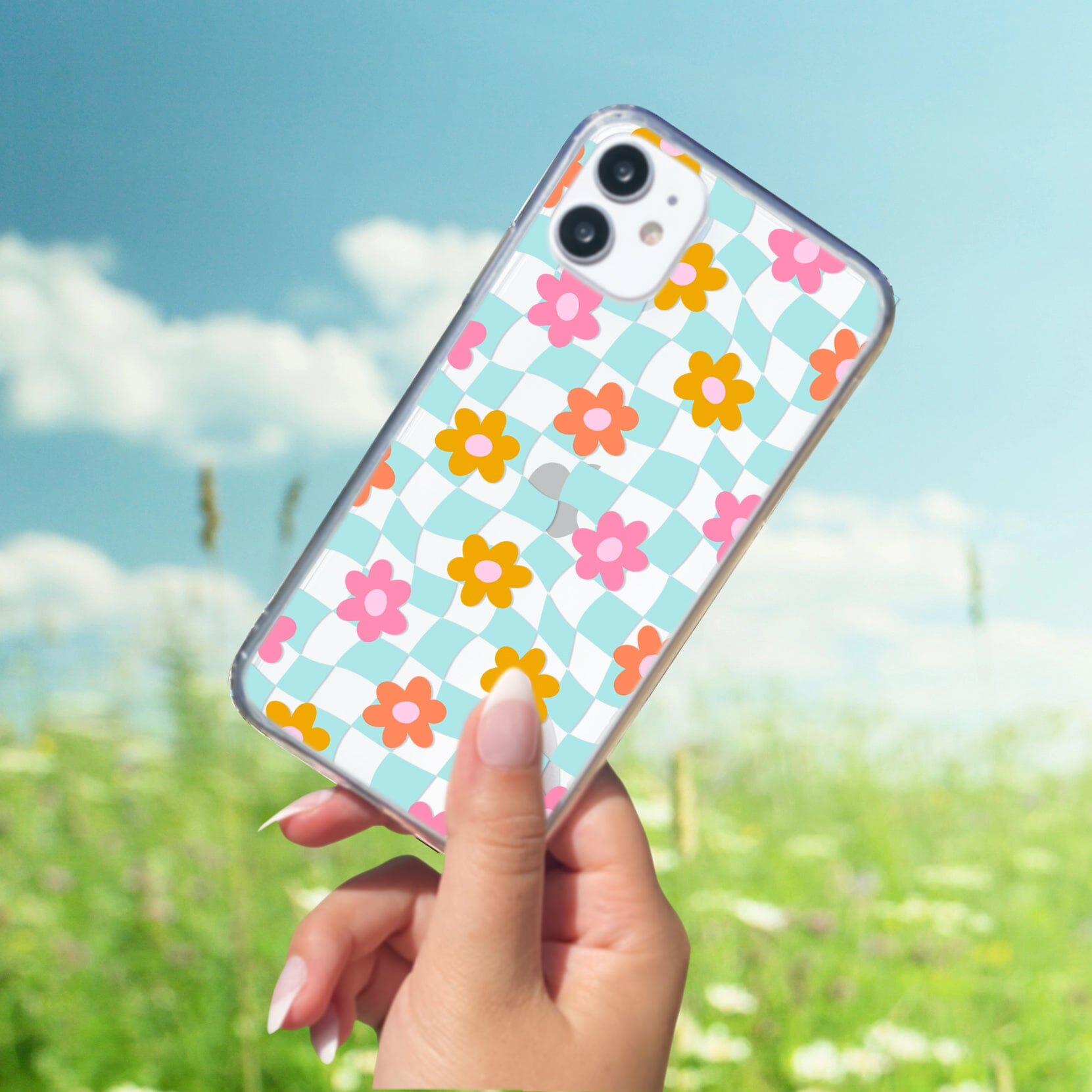 Cute Coconut Girl iPhone Cases • Colorful Floral Clear Phone Case Designed to fit Most iPhone and Samsung Models Phone Case Printify 