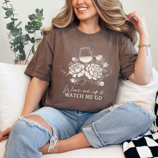 Wine Me Up And Watch Me Go • Menopausal Mom Shirt, Mother's Day Gifts T-Shirt Printify 