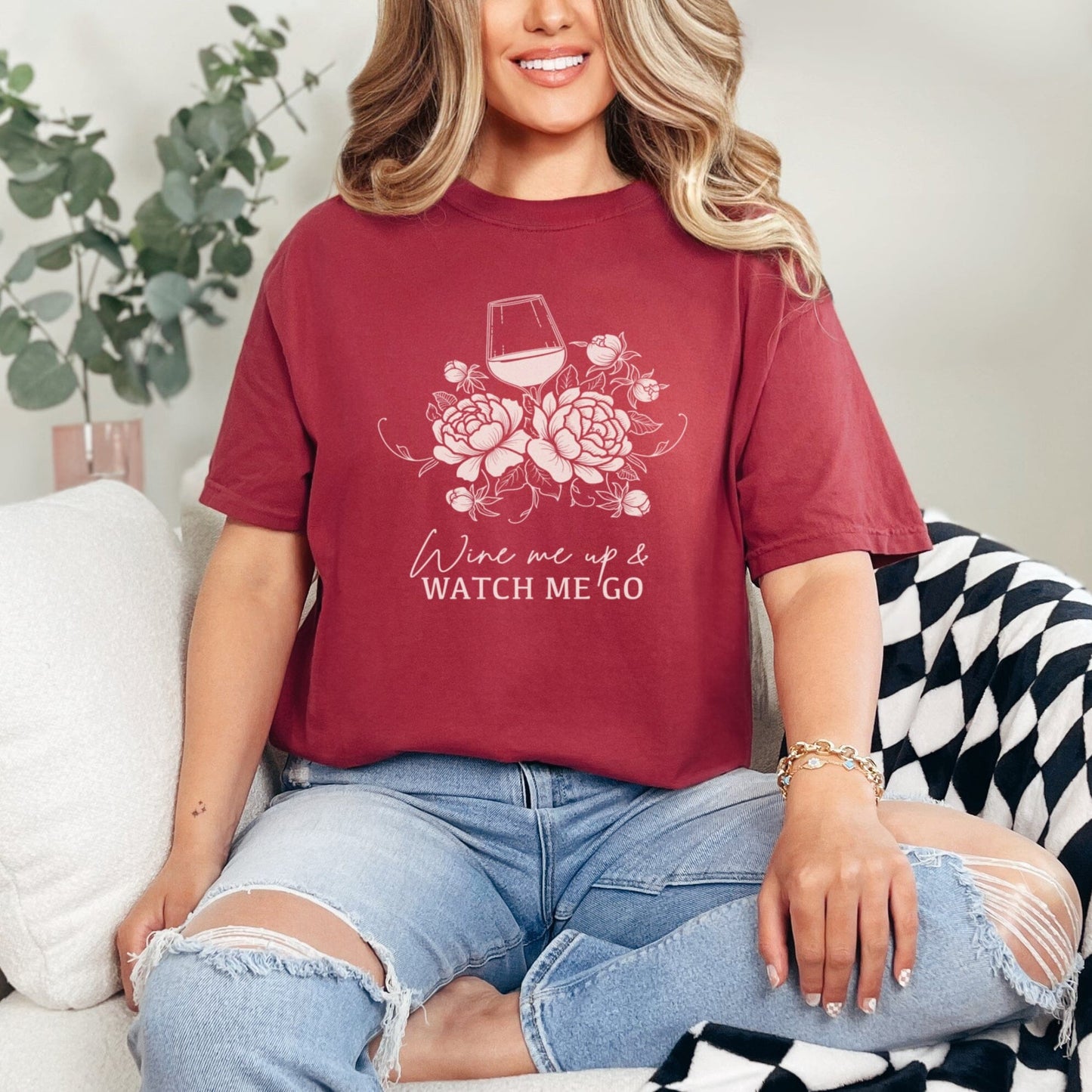 Wine Me Up And Watch Me Go • Menopausal Mom Shirt, Mother's Day Gifts T-Shirt Printify 