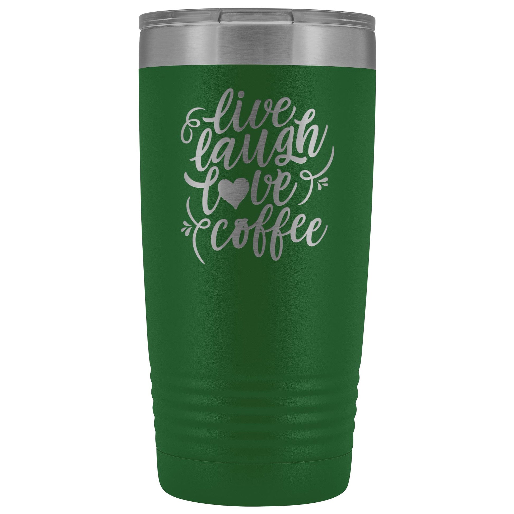 Live, Laugh, Love, Coffee • 15oz Insulated Coffee Tumbler Tumblers teelaunch Green 