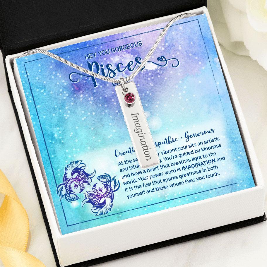 Pisces Power Word Necklace • Zodiac Necklace Jewelry ShineOn Fulfillment 