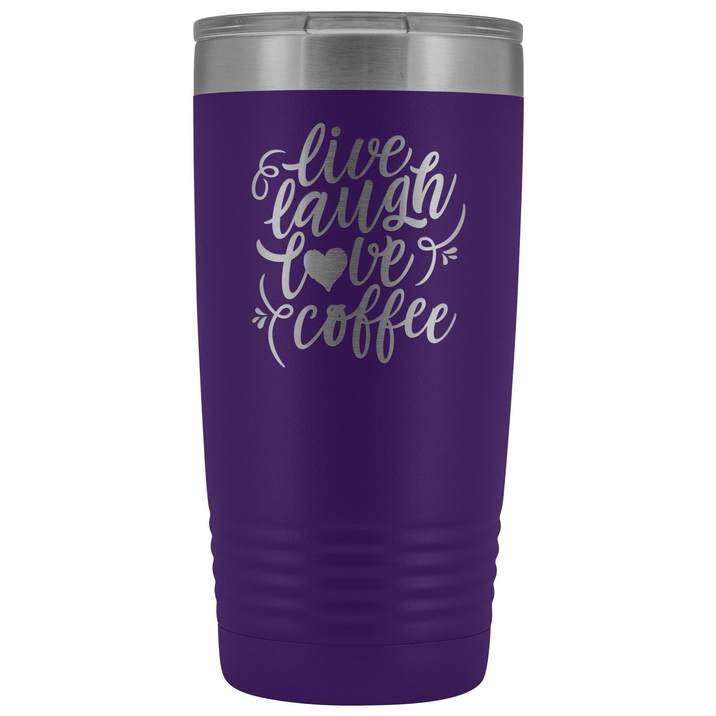 Live, Laugh, Love, Coffee • 15oz Insulated Coffee Tumbler Tumblers teelaunch Purple 