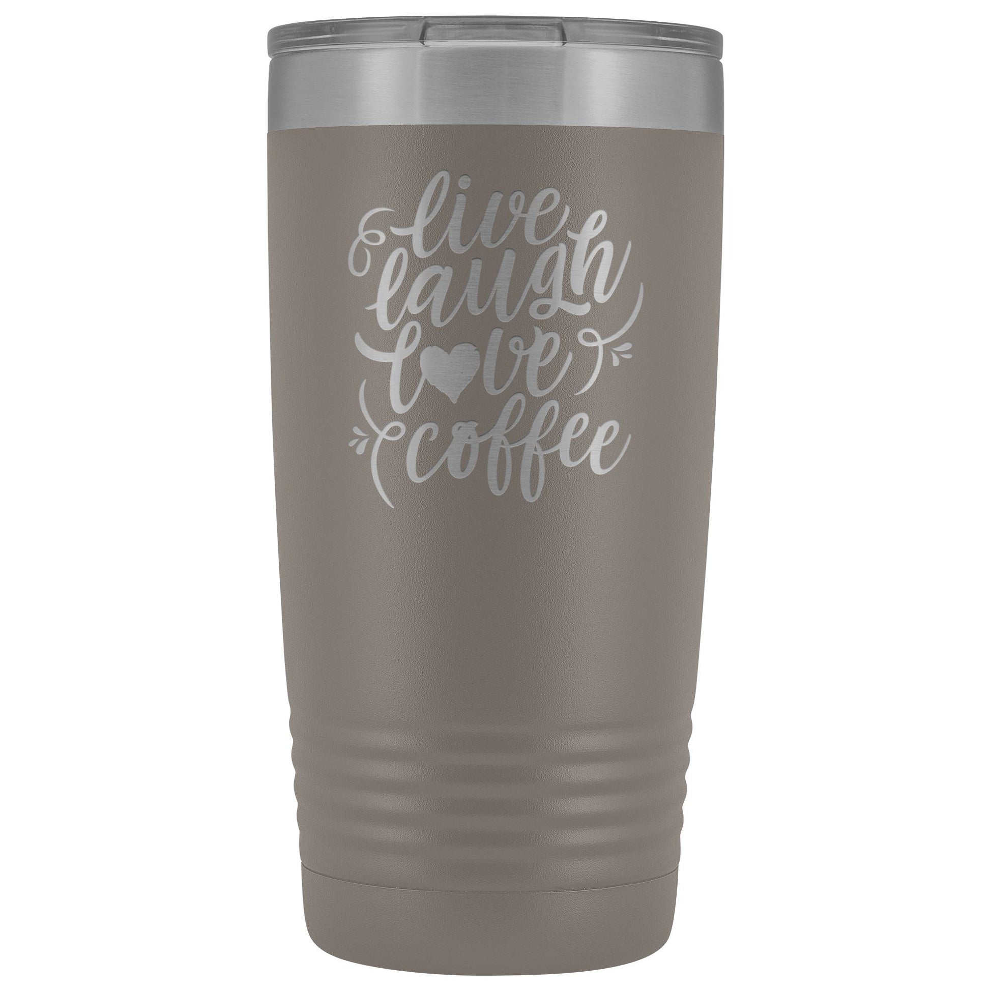 Live, Laugh, Love, Coffee • 15oz Insulated Coffee Tumbler Tumblers teelaunch Pewter 