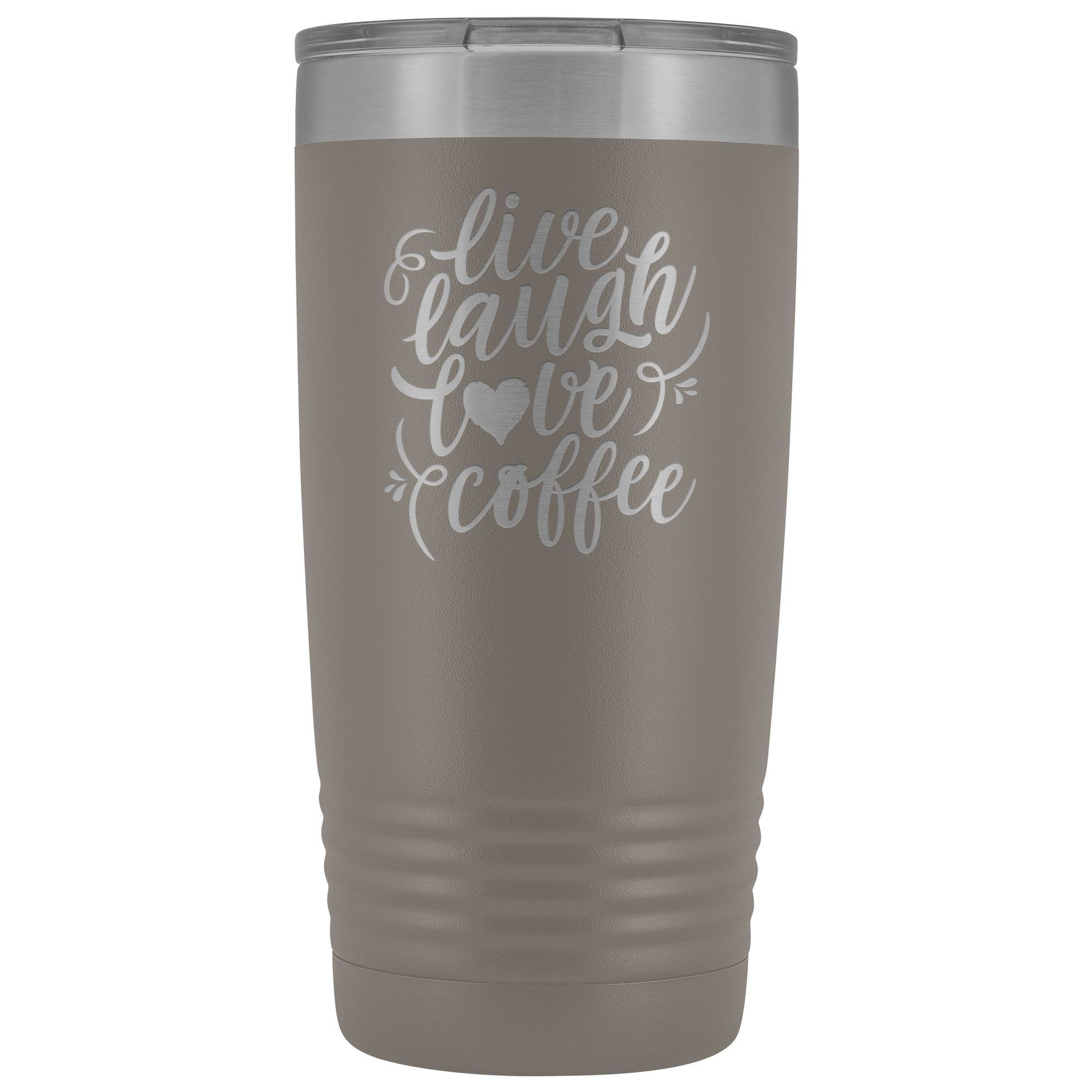 Live, Laugh, Love, 20oz Insulated Coffee Tumbler Tumblers teelaunch Pewter 