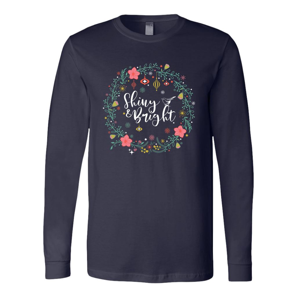 Folklore Shiny and Bright Holiday Cheer Christmas Tees & Sweatshirts • Cottagecore Aesthetic T-shirt teelaunch Long Sleeve Tee Navy S