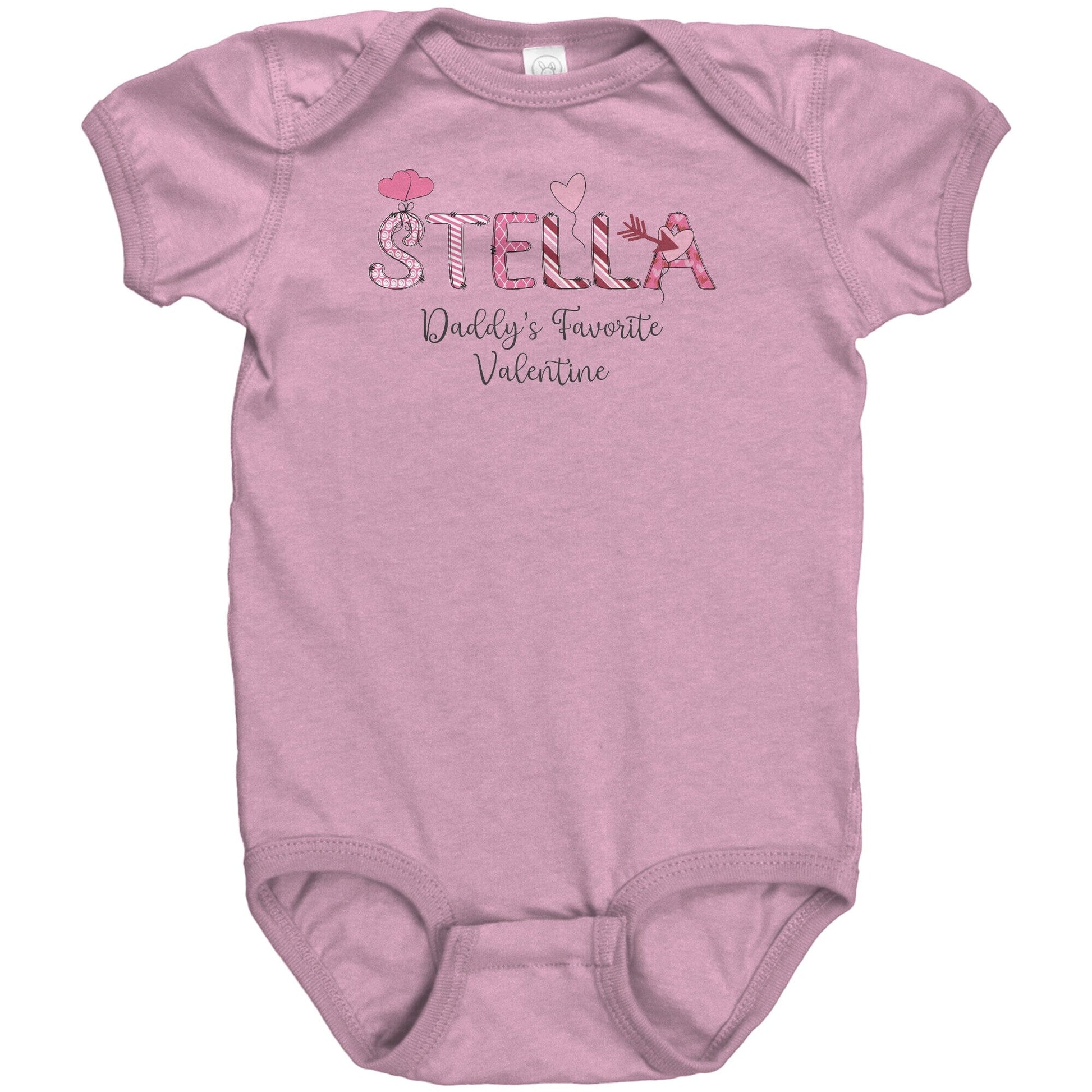Baby's First Valentine's Day Outfit | Newborn Monogrammed Romper | Baby Girl Onesie | Personalized Daddy's Favorite 1st Valentine Day Outfit Apparel teelaunch Pink NB 