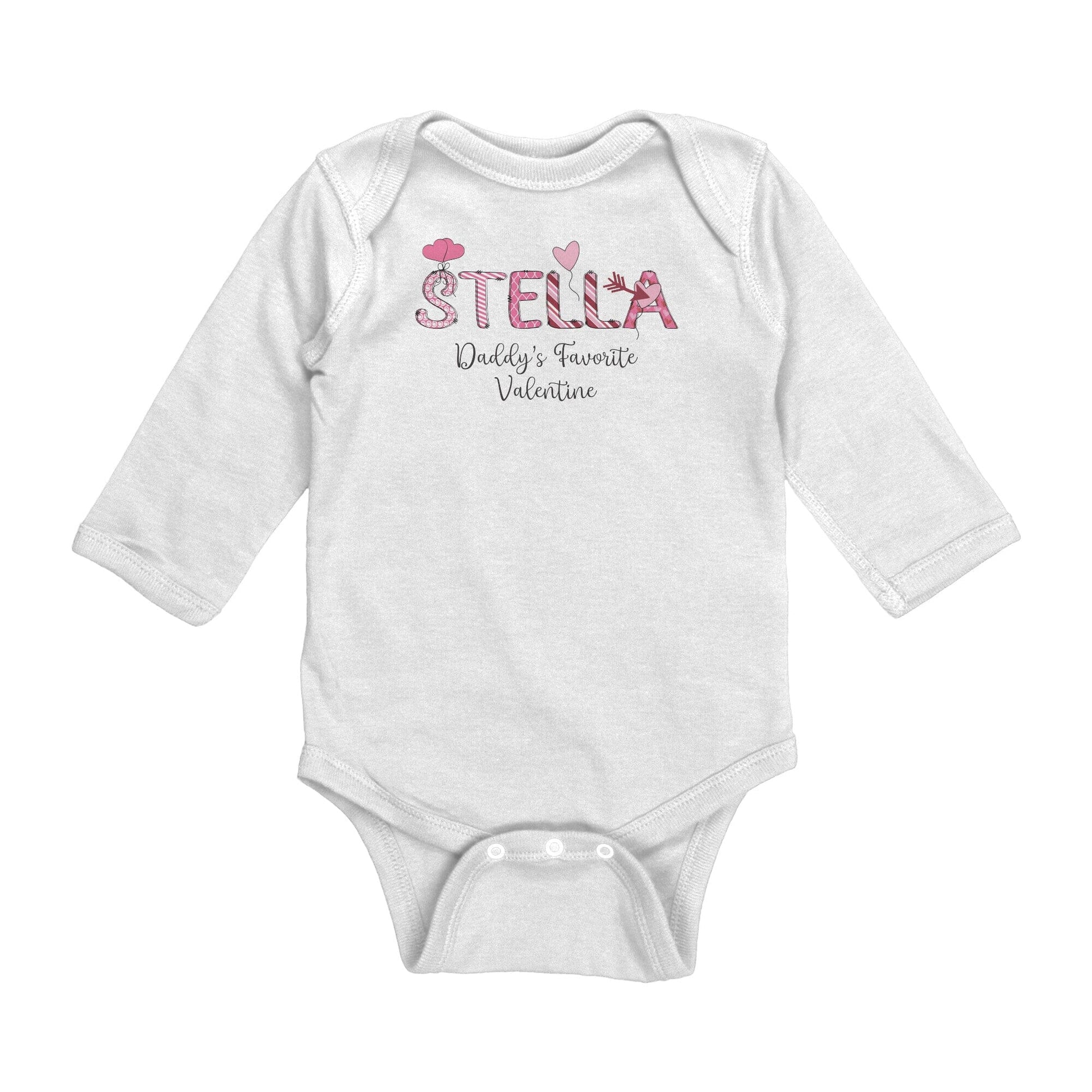 Baby's First Valentine's Day Outfit | Newborn Monogrammed Romper | Baby Girl Onesie | Personalized Daddy's Favorite 1st Valentine Day Outfit Apparel teelaunch White NB 